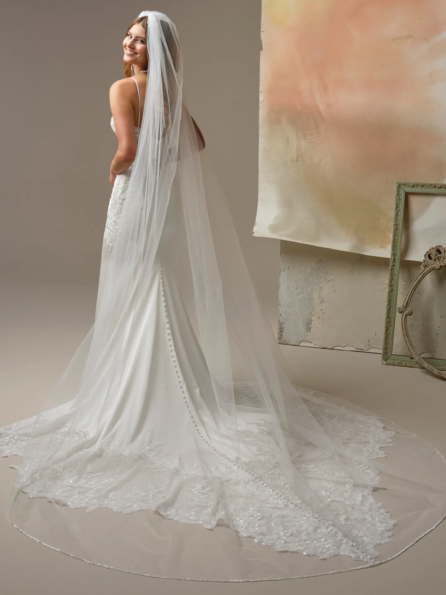 Maggie Sottero Veil Accessory - Beaded Trim 003 accessory, front view.