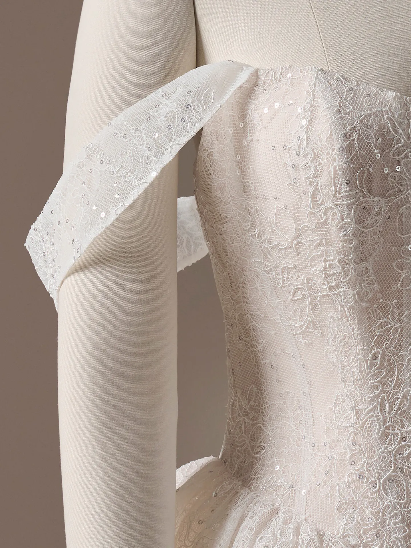 Maggie Sottero Raquel detachable cap sleeves - embellished, front view.