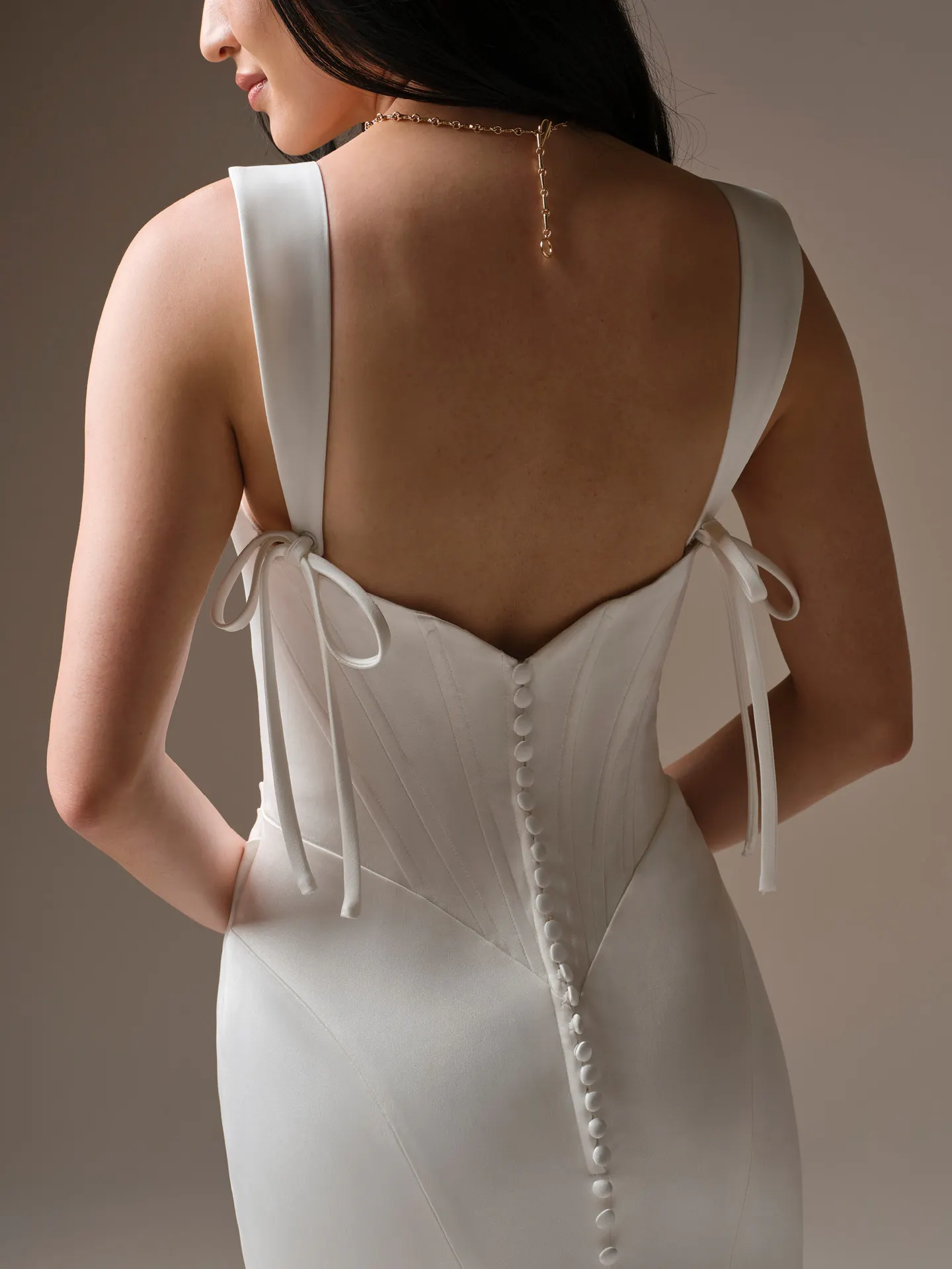 Maggie Sottero Sinclaire detachable cap-sleeves, front view.