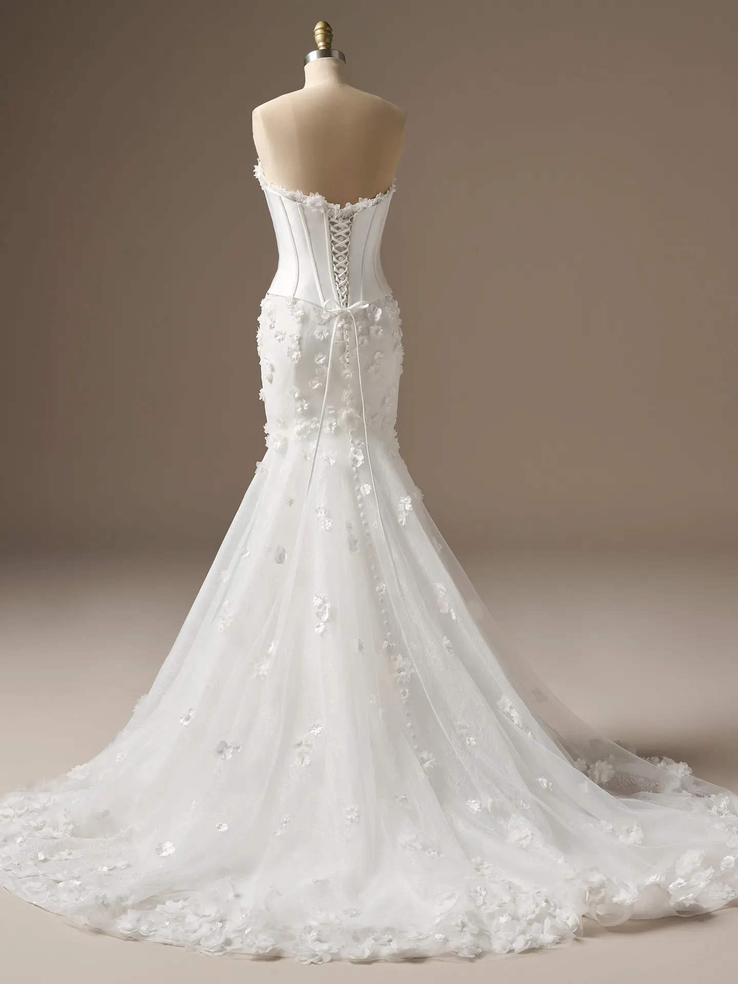 Sottero and Midgley Akari detachable bustier - lace up, front view.