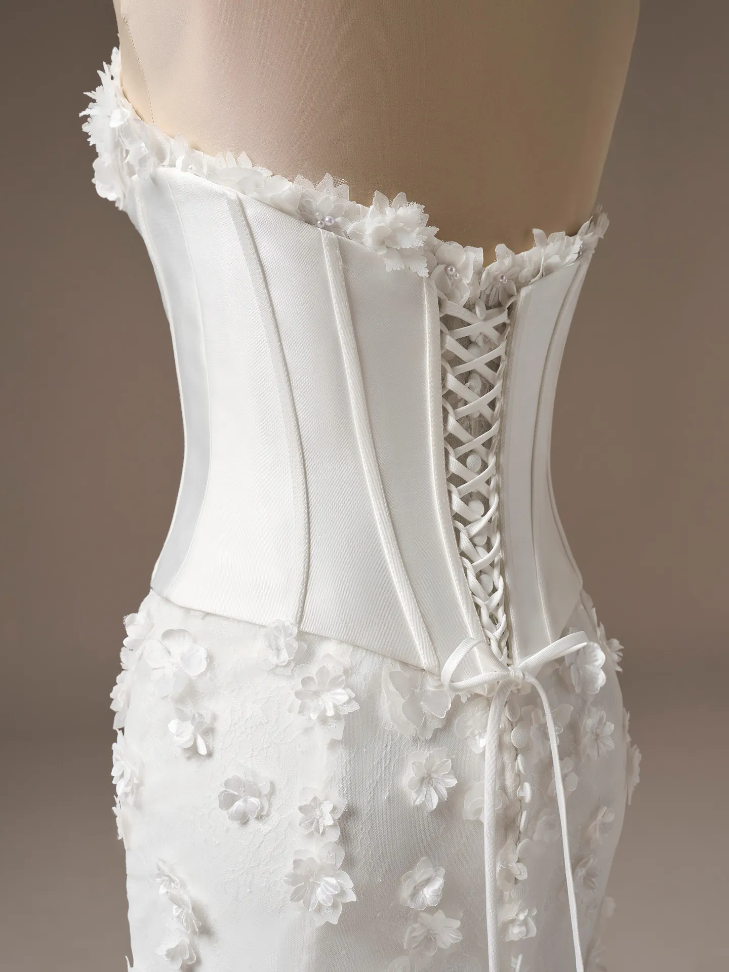 Sottero and Midgley Akari detachable bustier - lace up, front view.