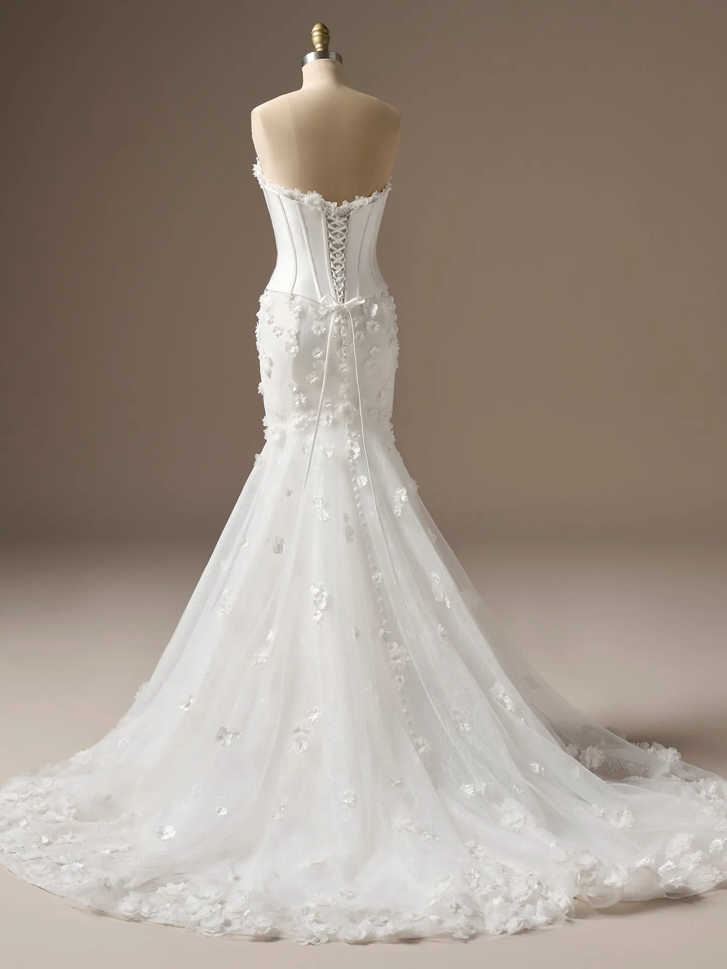 Sottero and Midgley Akari detachable bustier - lace up, front view.