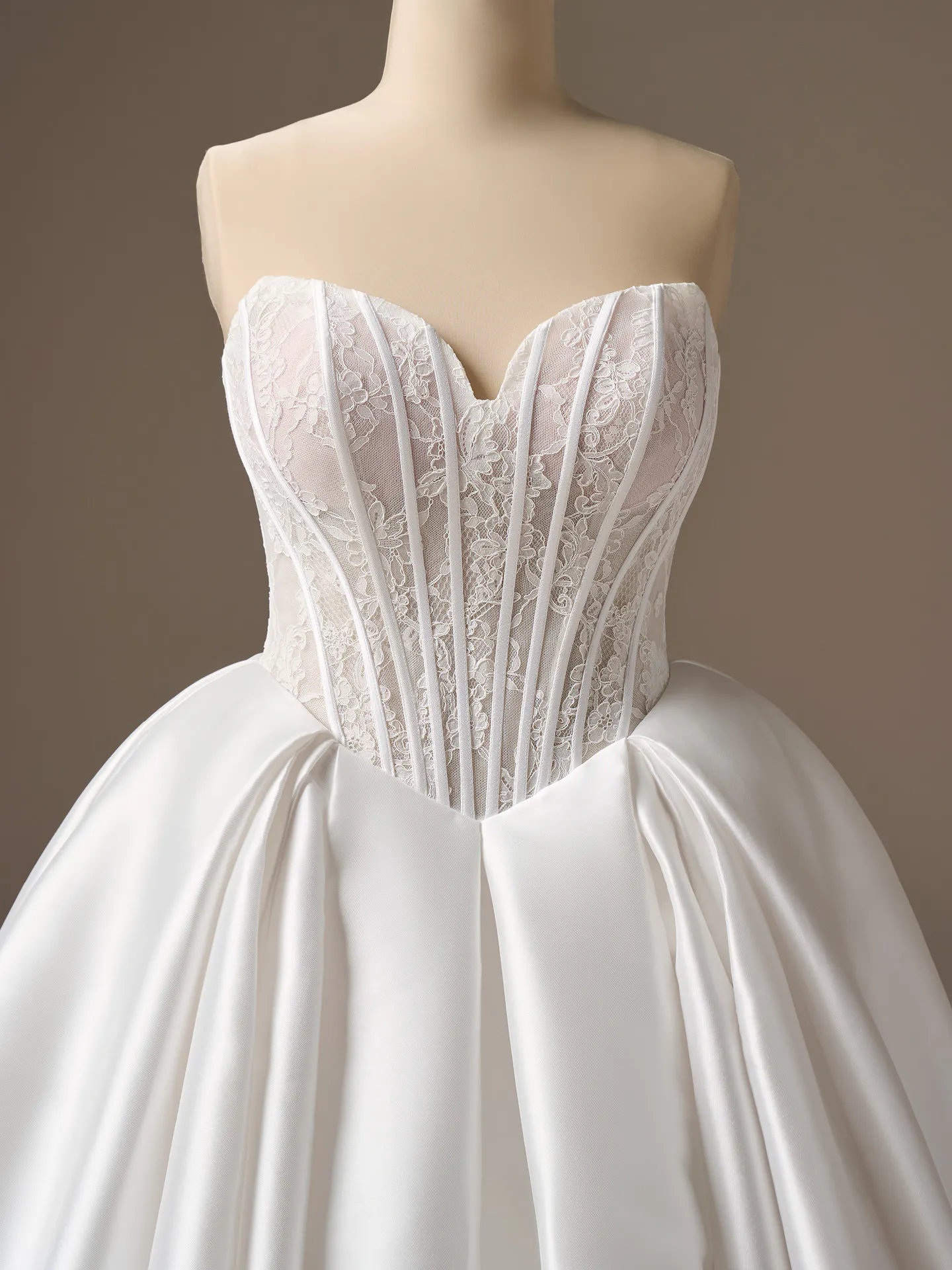 Maggie Sottero Ashland strapless mikado ballgown, front view.