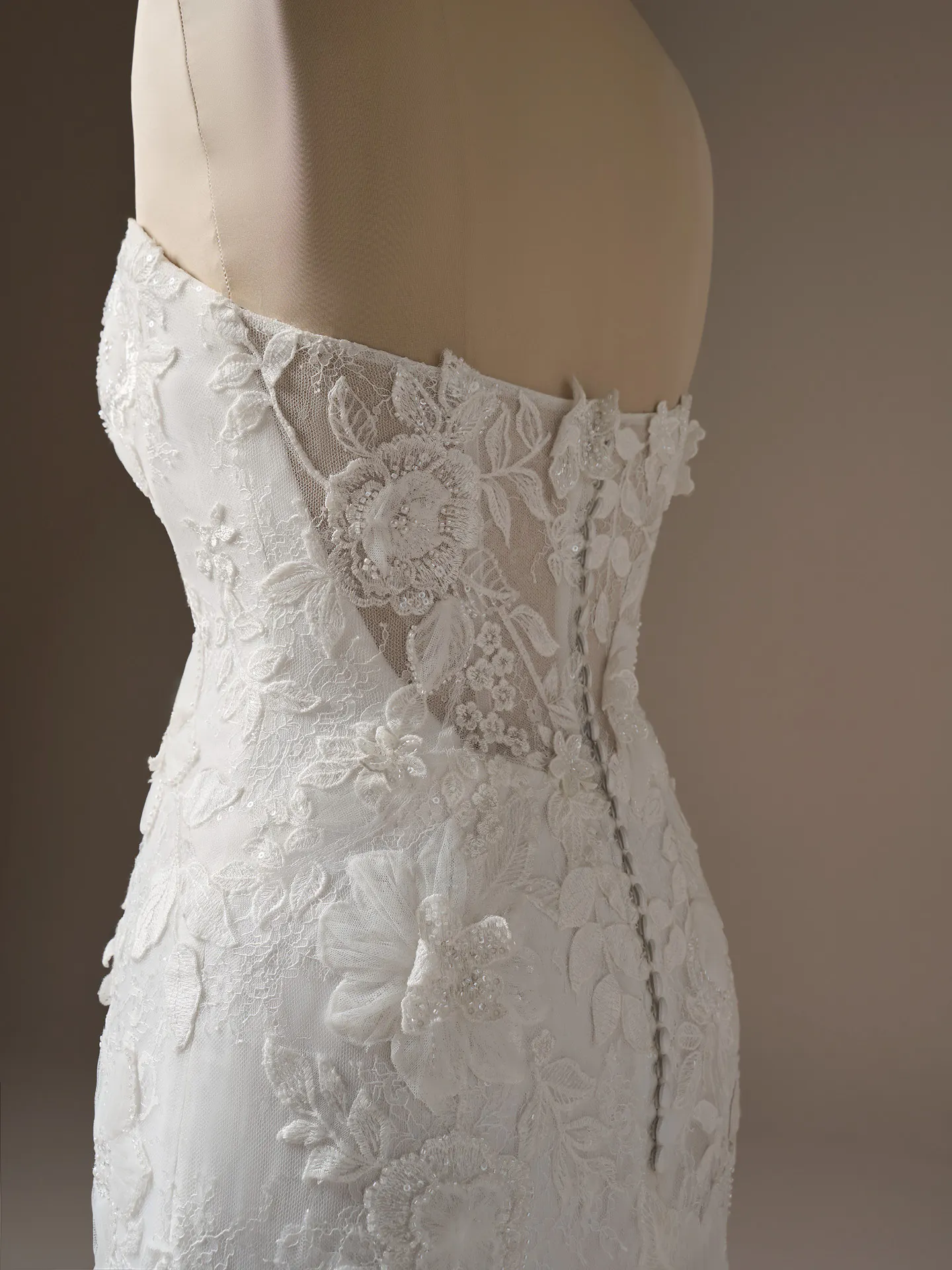 Laurie fit-and-flare, side view lace detail Maggie Sottero.