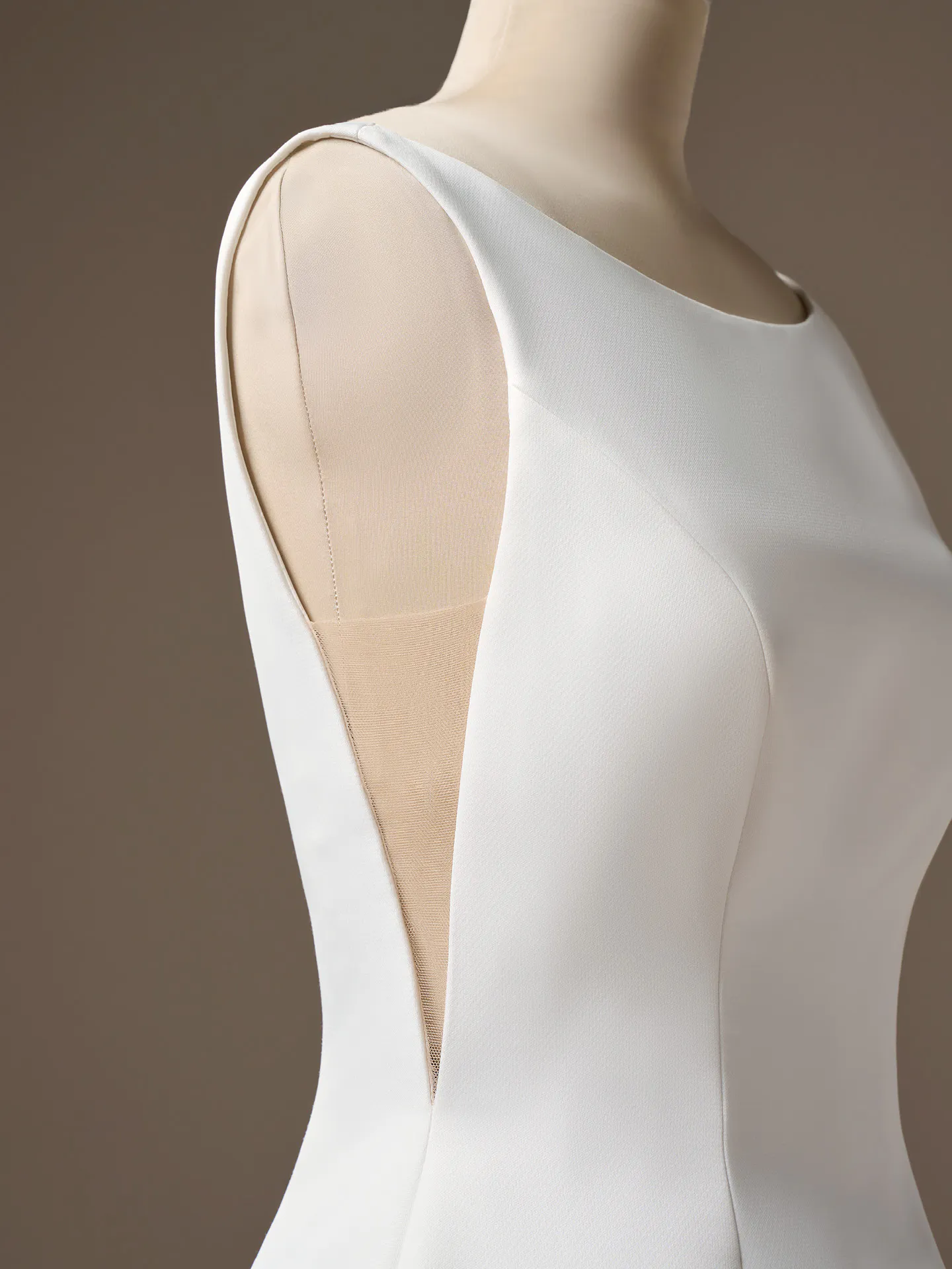 Maggie Sottero Sottero Lawrence satin A-line dress, side view.