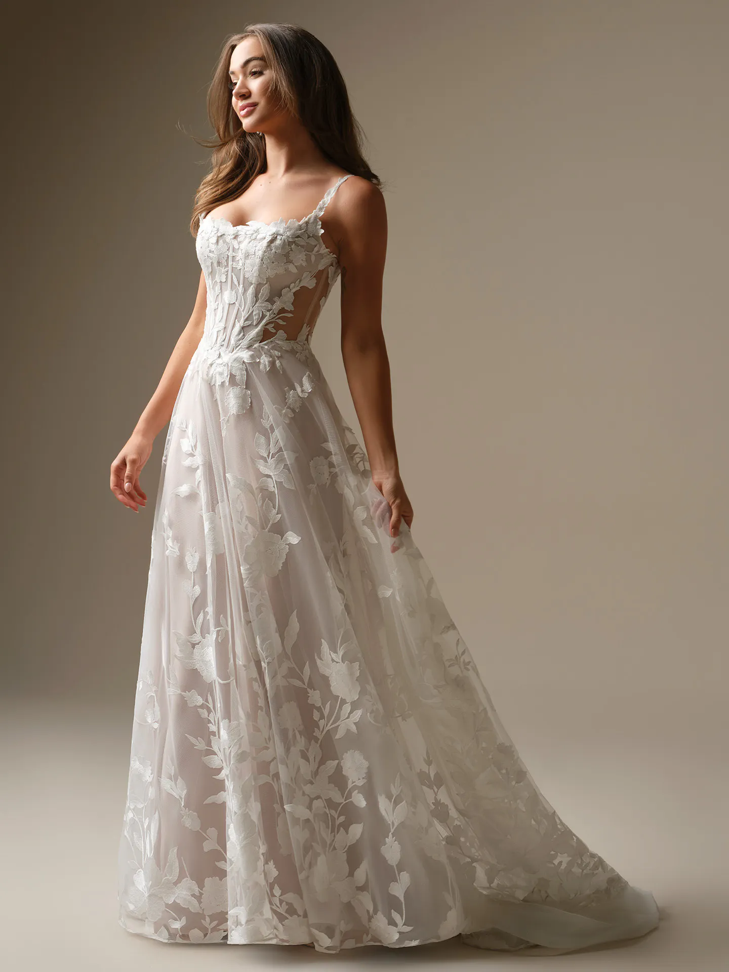 maggie sottero bridesmaid dresses Natalie Marie Floral Lace A-Line Wedding Dress | Social Dresses can often be easily Size:XS / UK-AU 6 / US 2 Julia Roberts' Cutout Dress