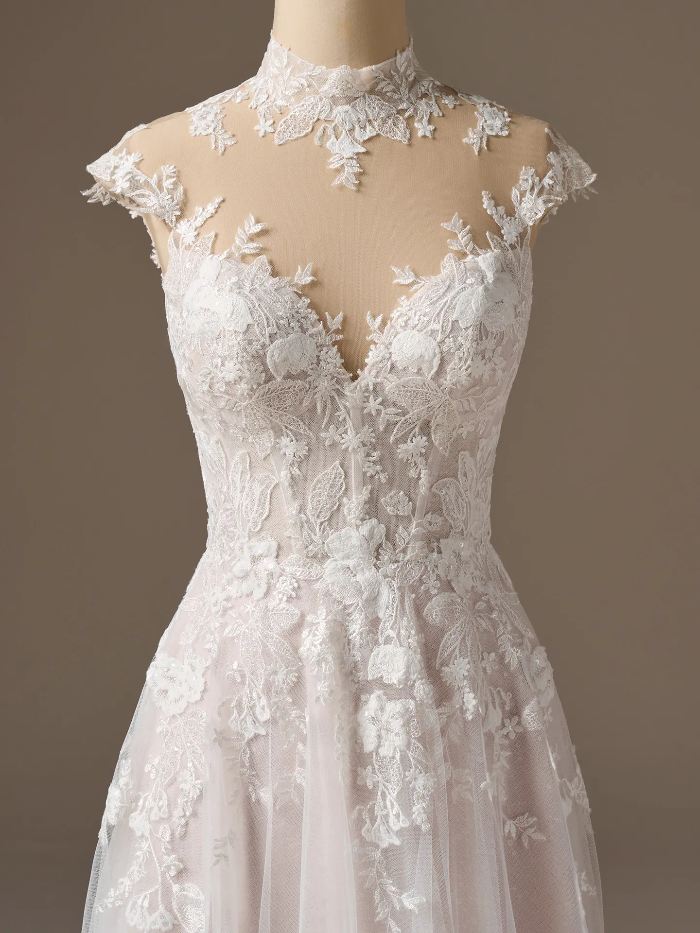 Rebecca Ingram Cody, front view lace A-line dress.