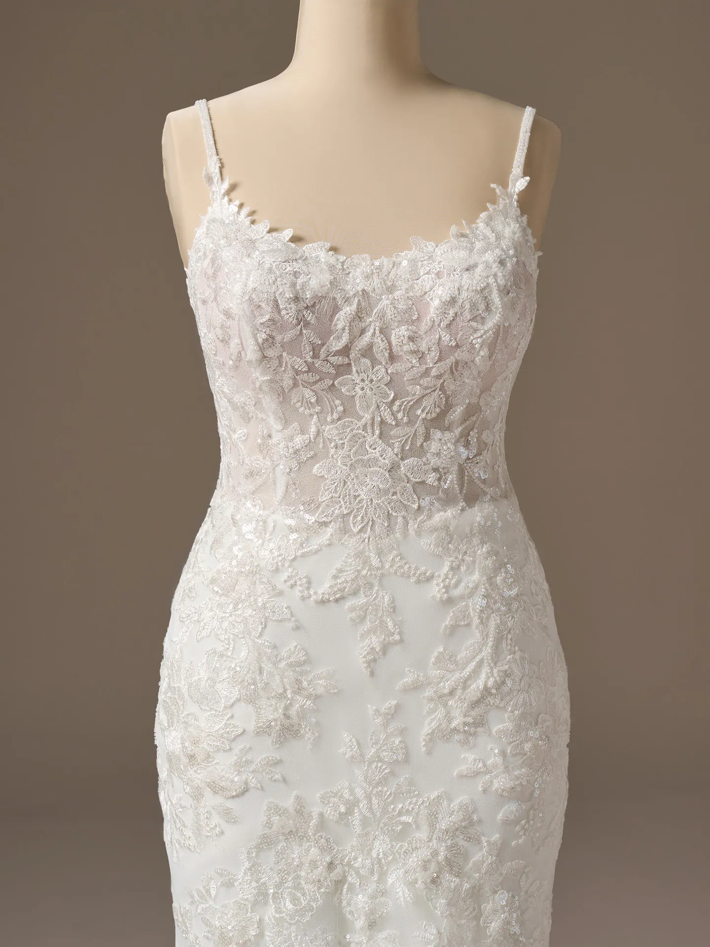 Rebecca Ingram Eden front view lace fit-and-flare wedding dress