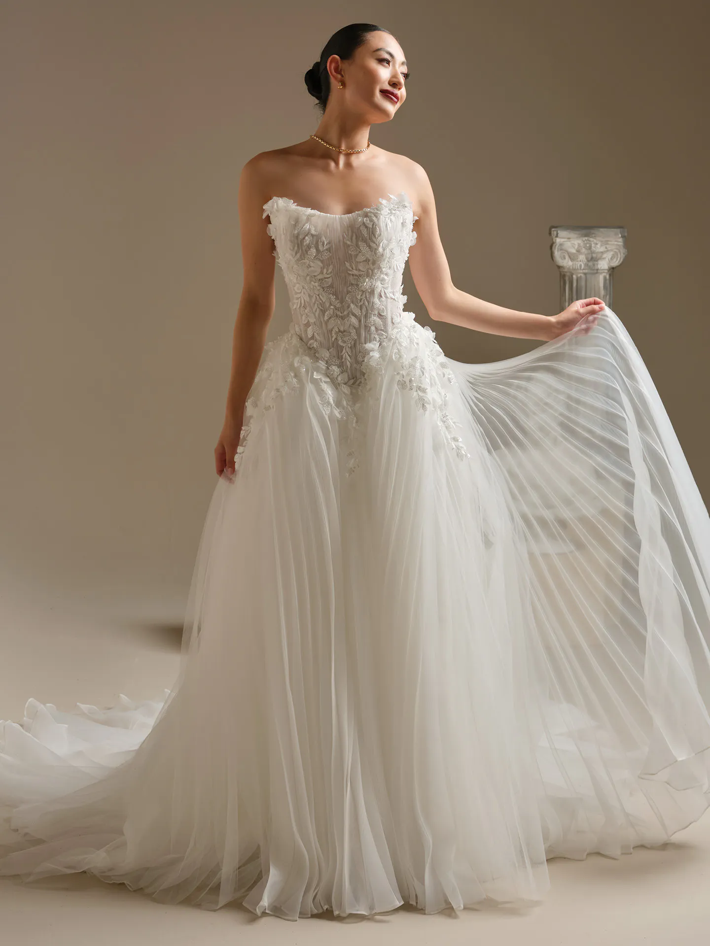 Sottero and Midgley Jayna floral lace organza ballgown, front view.