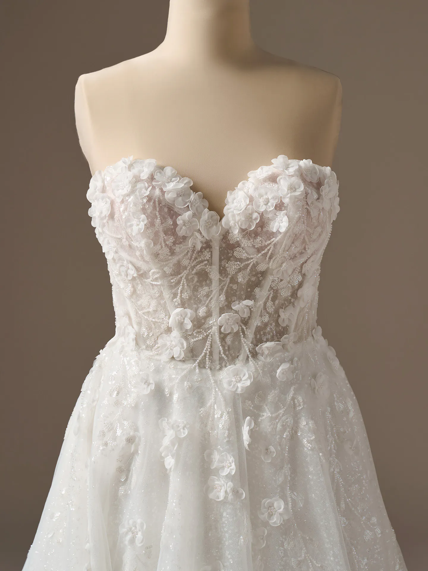 Sottero and Midgley Sottero Midgley Kalinda sweetheart floral lace ballgown, front view.