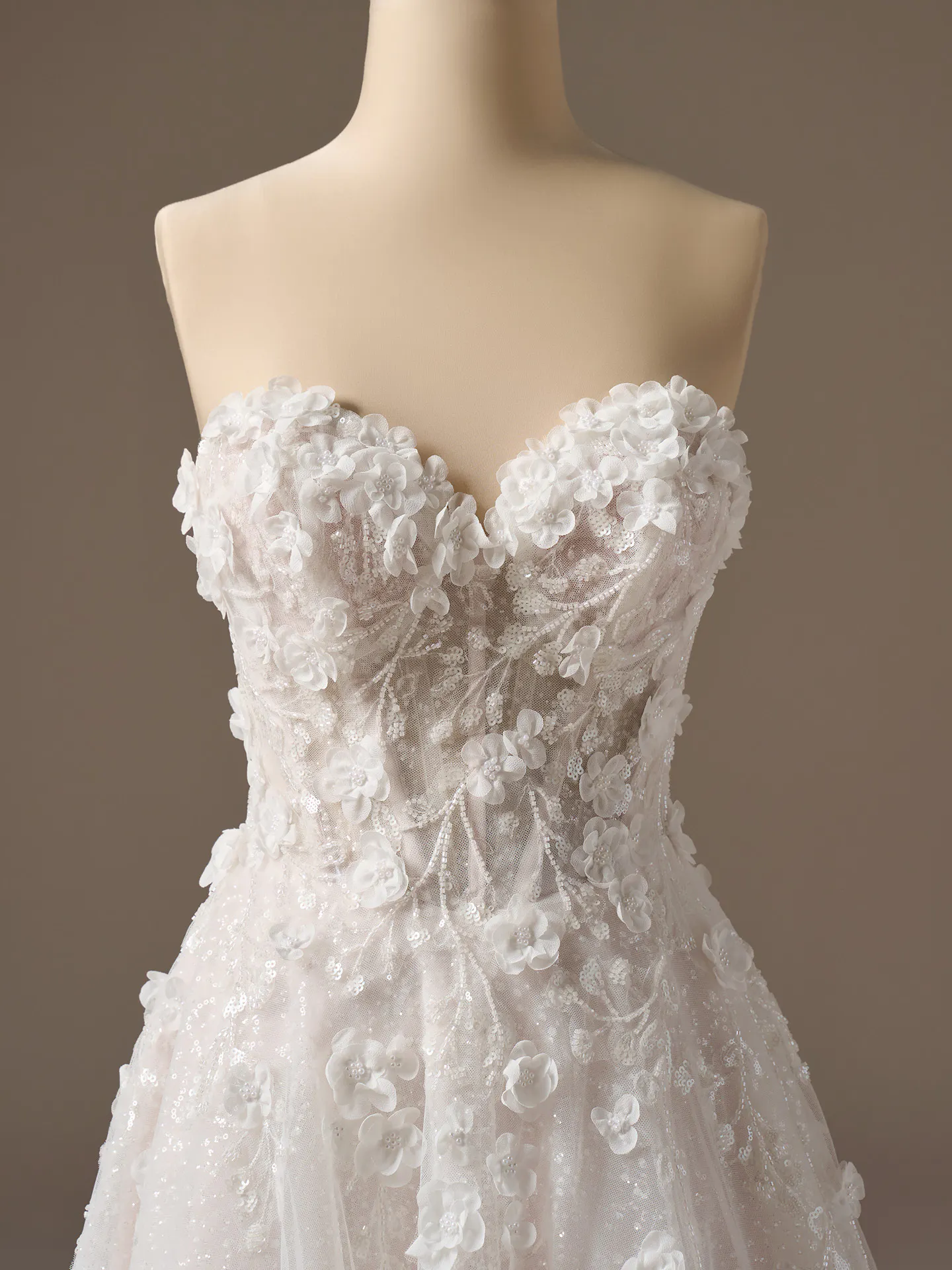 Sottero and Midgley Kalinda floral lace sweetheart ballgown, front view.