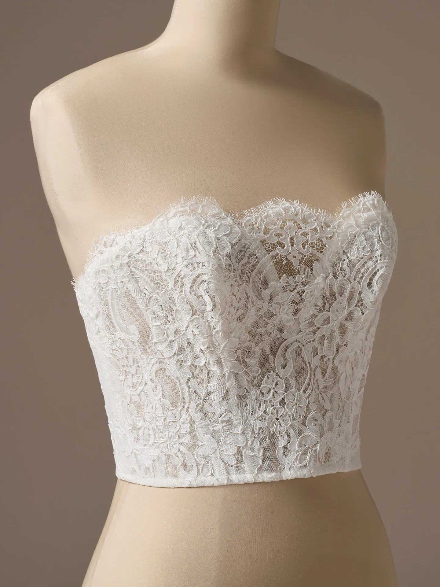 Sottero and Midgley Lassen Marie lace corset, front view.