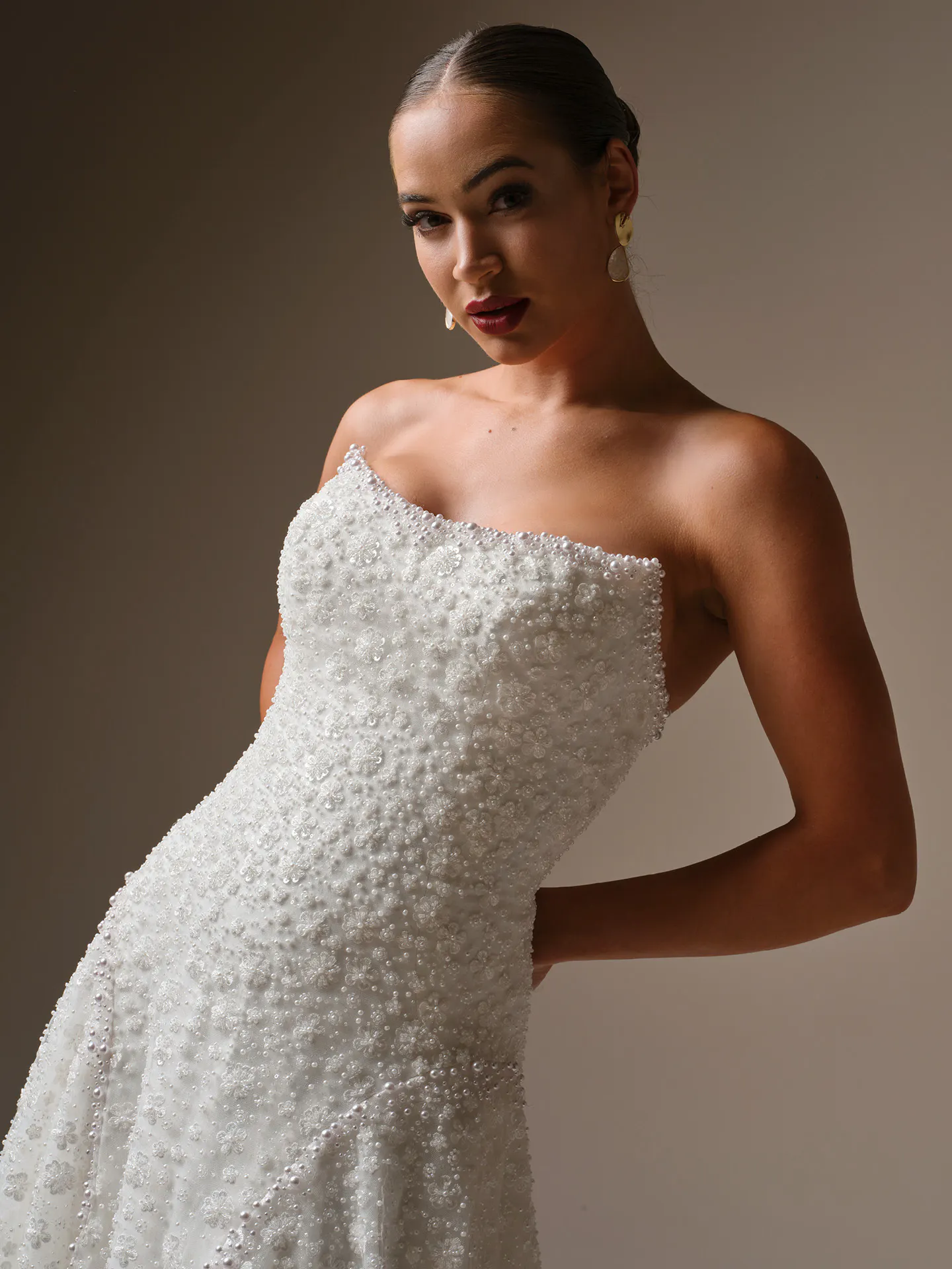 Sottero and Midgley Marceline beaded A-Line wedding dress, front view.