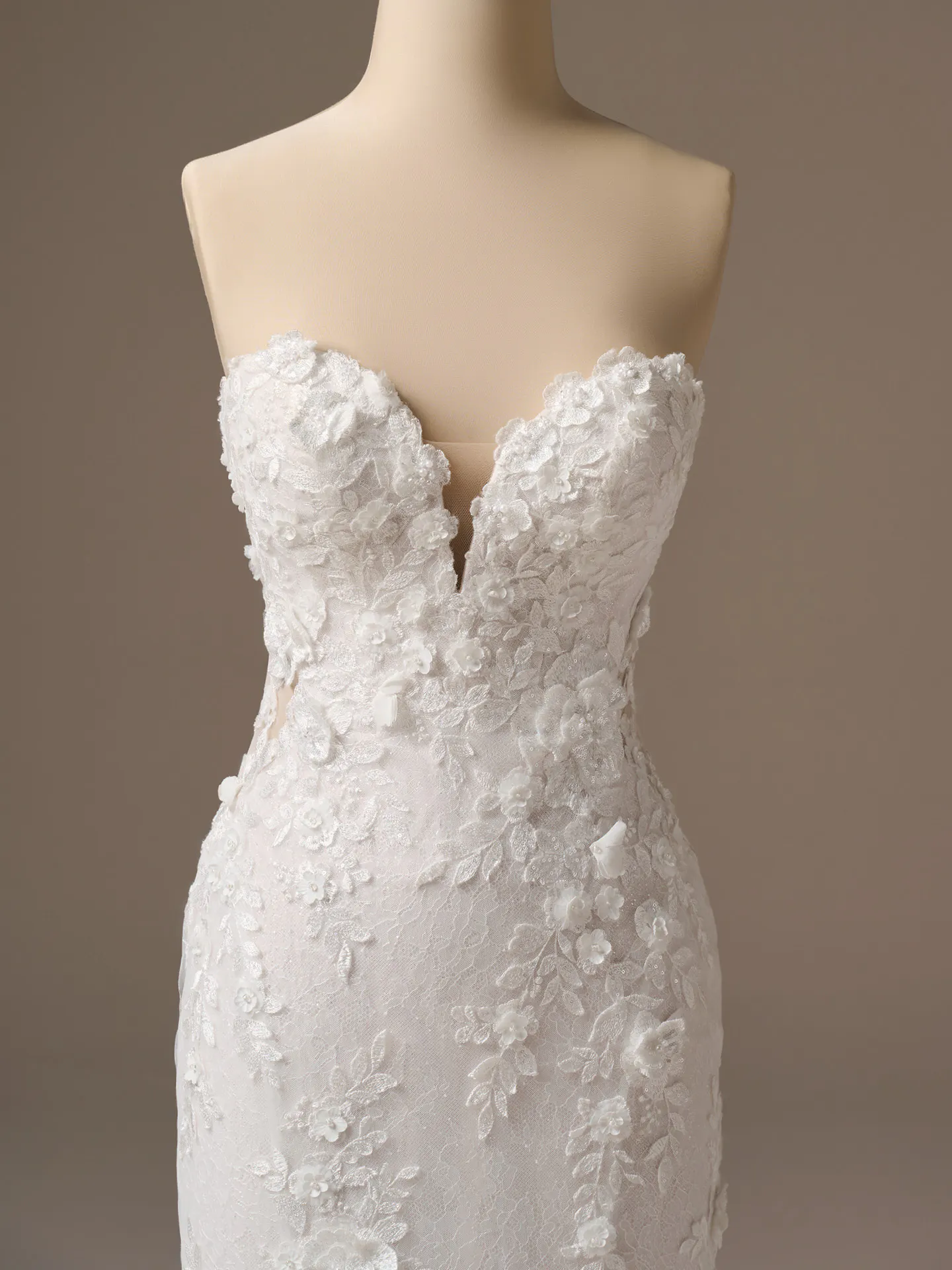 Sottero and Midgley Rashida beaded lace fit-and-flare wedding dress, front view.