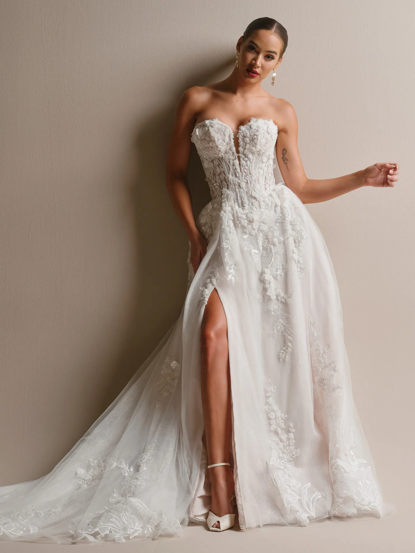 Sottero and Midgley Twilight Lane, front view A-line beaded lace wedding dress.