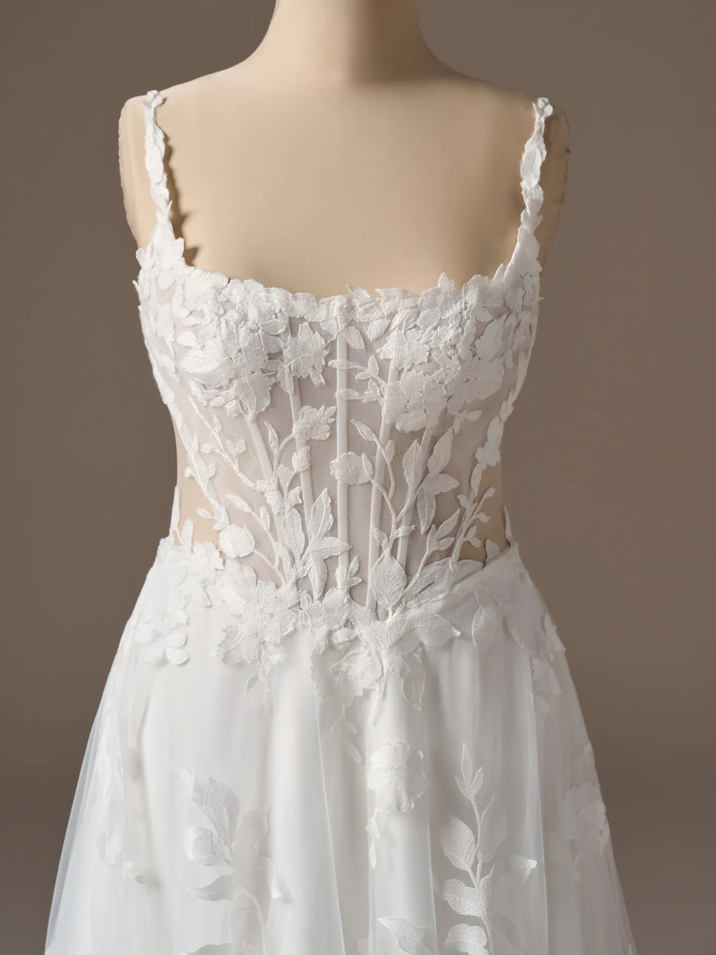 Maggie Sottero Natalie floral A-line, front view.