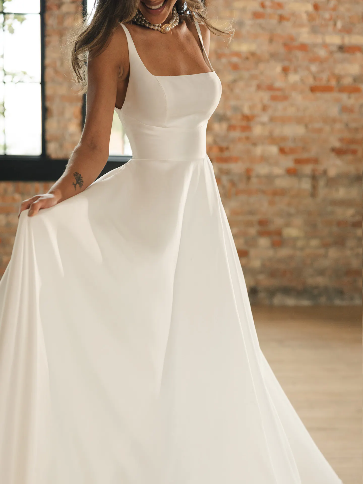 Galina square neck a-line wedding dress Maggie Sottero, front view.