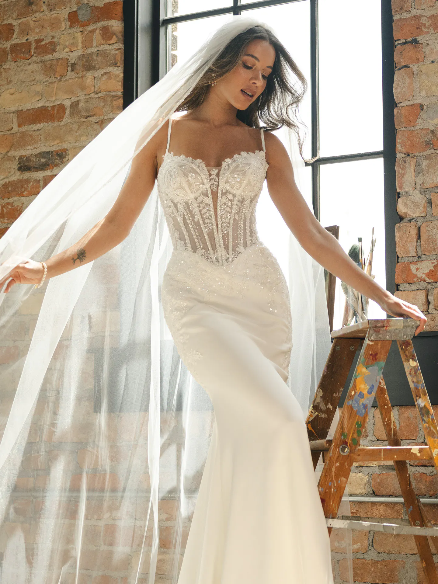 beaded sheath wedding dresses India Cat Eye Dress | Maggie Sottero Plunge