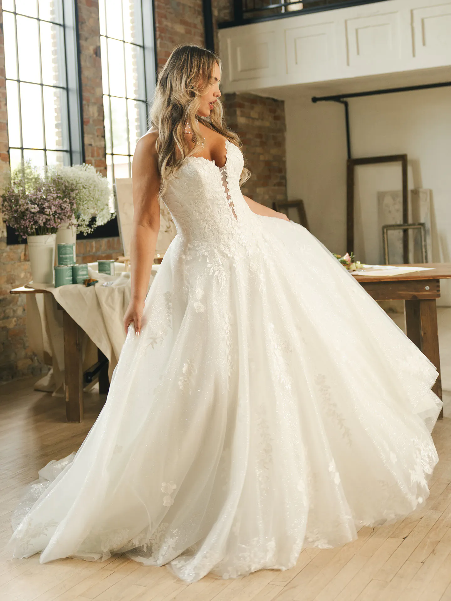 Jennifer V-Neck A-Line Sequin Wedding Dress | Maggie Sottero