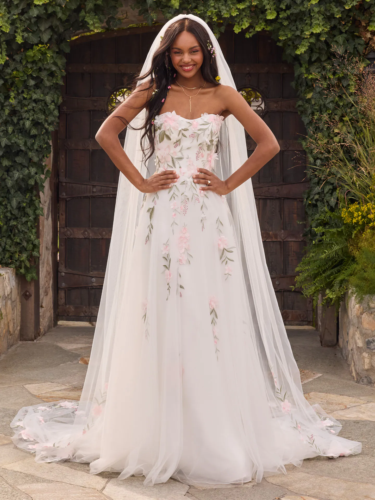 maggie sottero a line wedding dresses Blossom Strapless 3-D Floral Lace A-Line Dress | Rebecca Ingram The illusion bodice features Bridal Party_BRIDE TO BE NSUQOA JSEIAJB U-Shaped Large Color:Light blue