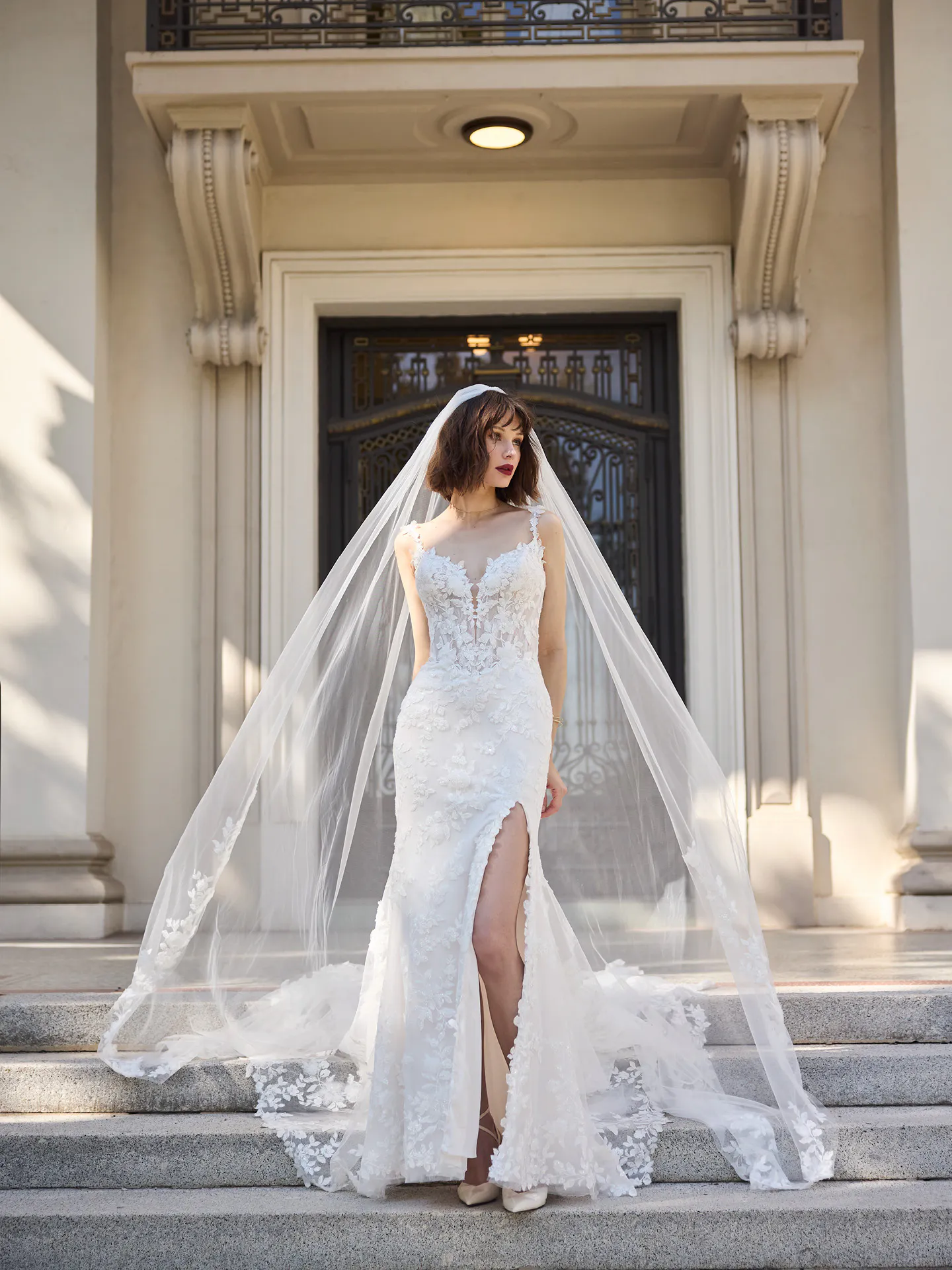 Sottero and Midgley West beaded lace fit-and-flare, front view Sottero and Midgley.