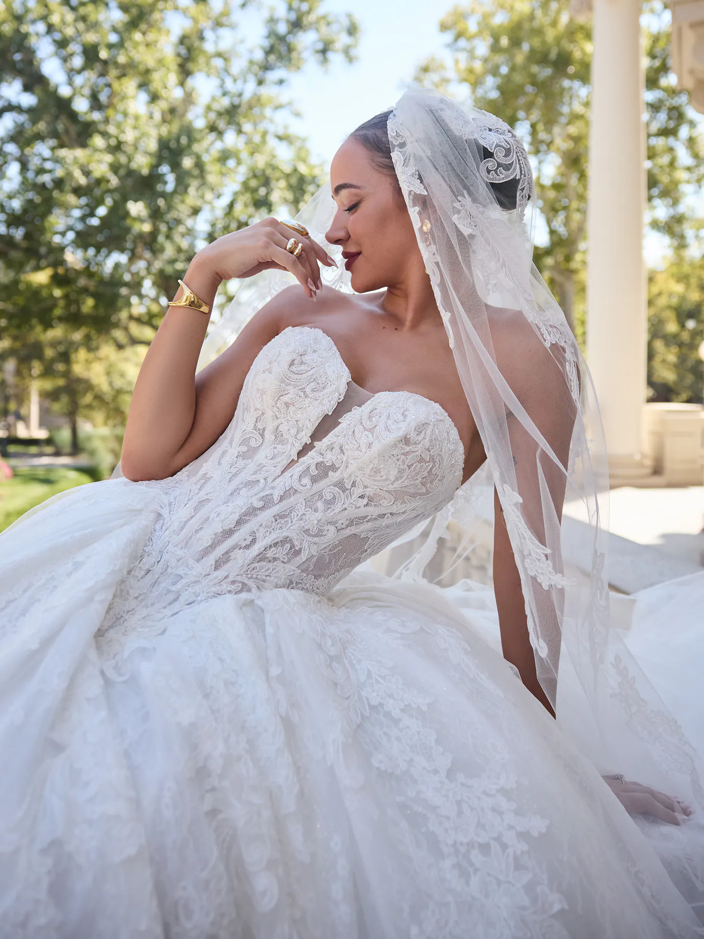Sottero and Midgley Zulani strapless lace ballgown, front view.
