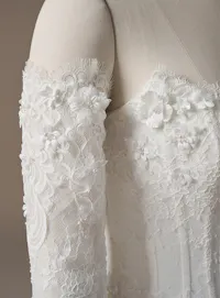 Kitaro 3D lace detail with floral appliqués on sleeve, Maggie Sottero ballgown.