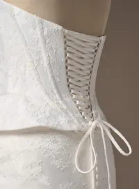 Sottero and Midgley Lassen lace-up, side view, Chantilly lace detail.