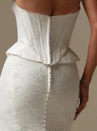 Sottero and Midgley Lassen sheath lace wedding dress, back view.