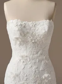 Maggie Sottero Laurie floral lace bodice close-up.