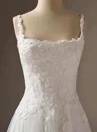 Maggie Sottero Natalie floral lace A-line dress, front view.