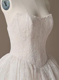 Raquel Chantilly lace ballgown close-up,  front view, Maggie Sottero.