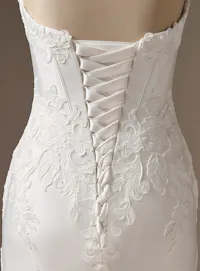 Serafina, back view lace-up detail satin ball gown wedding dress.