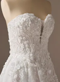 Sottero and Midgley A-Line dress, back view with 3D beaded lace detail.