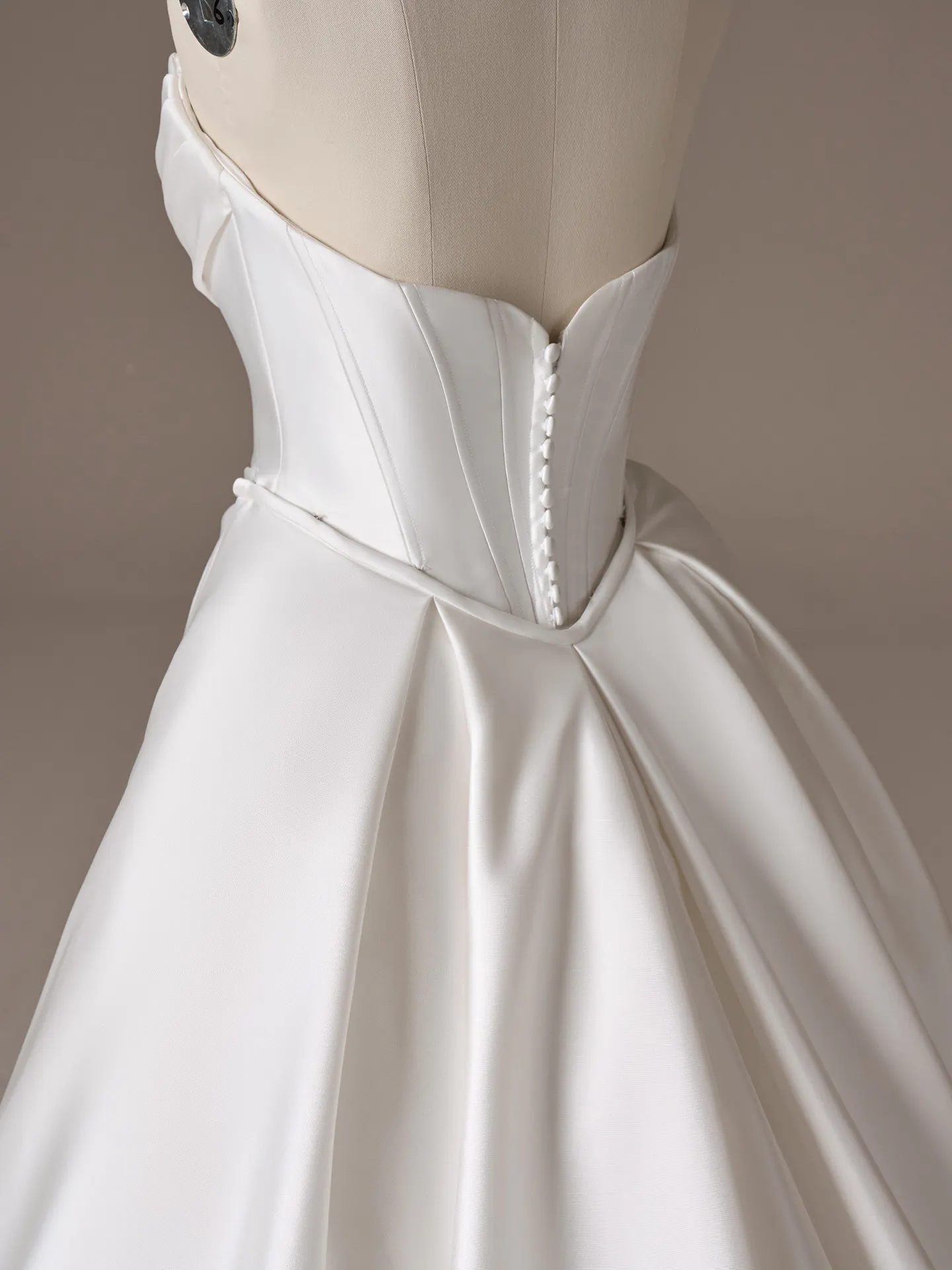 Maggie Sottero Melissa fit and flare wedding dress back view with detailed lace train