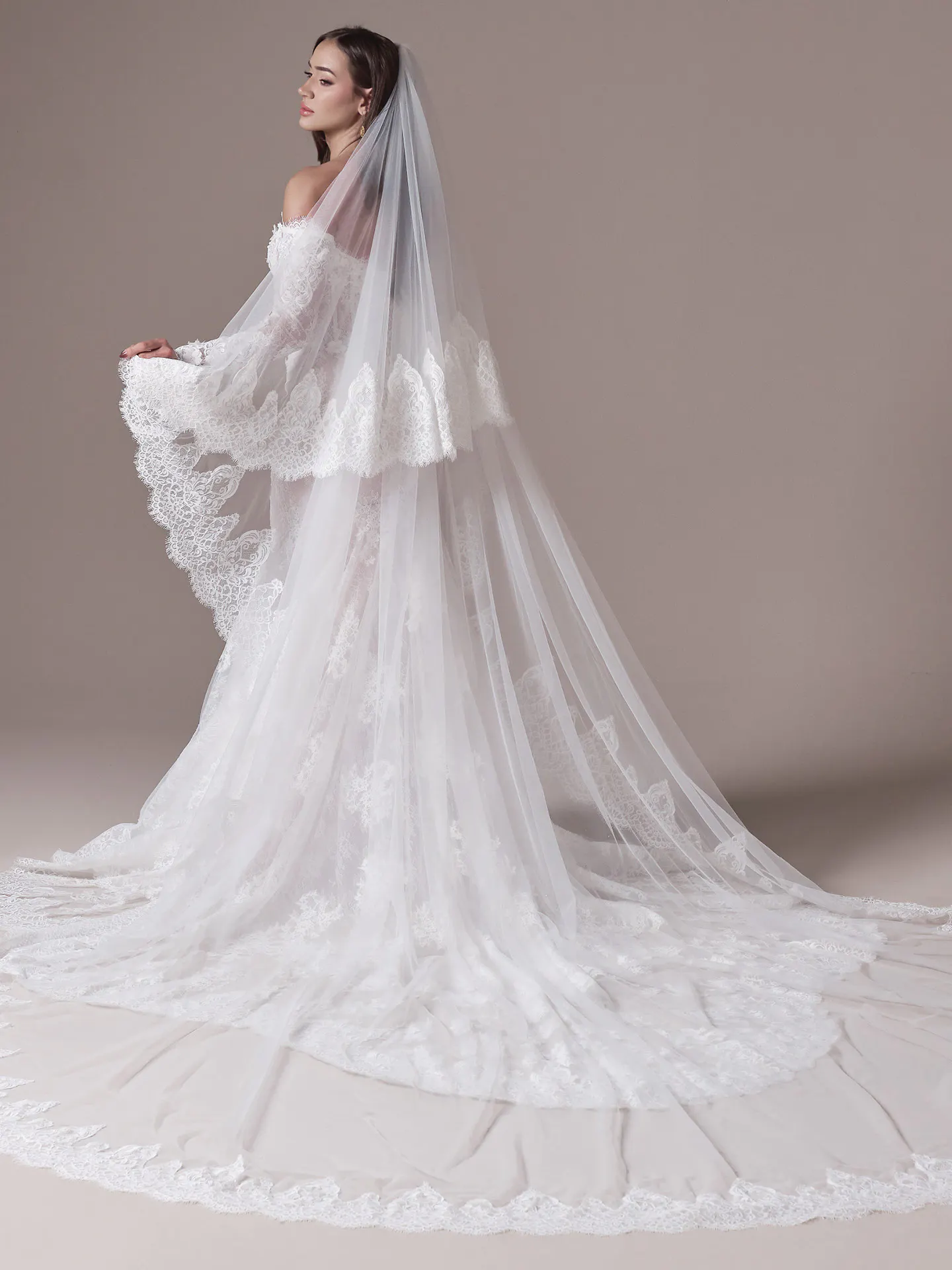 Maggie Sottero Takera Marie royal veil long layered tulle veil detail