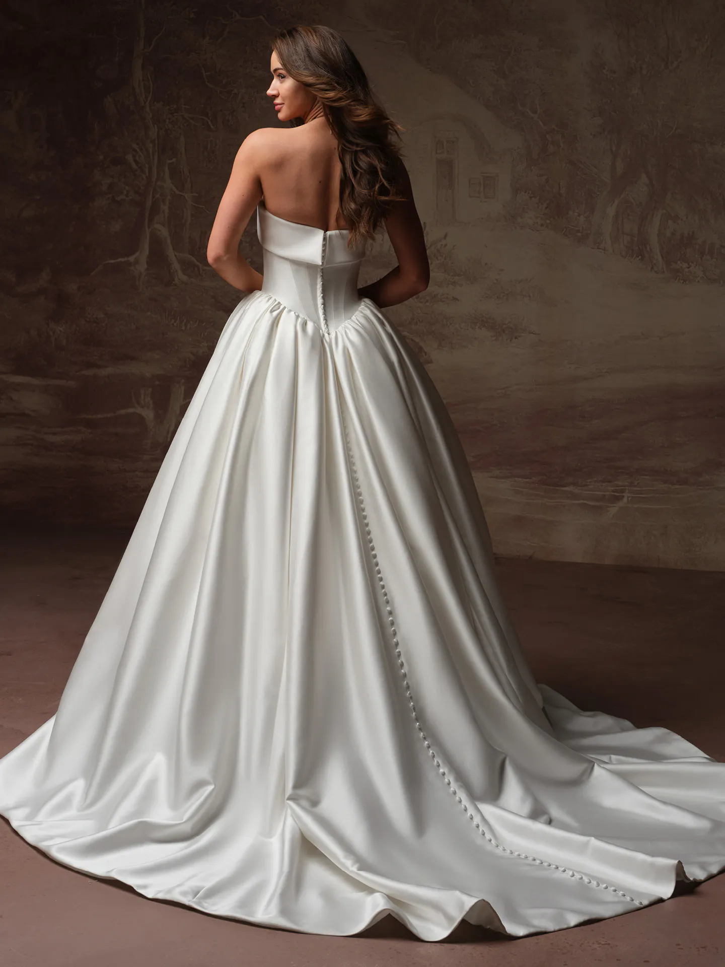 Maggie Sottero Rane basque waist ballgown back view.