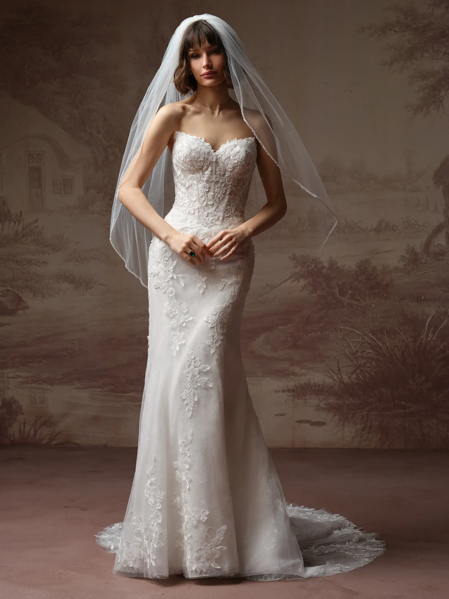 Maggie Sottero Veil Accessory - Beaded Trim 003 accessory, front view.