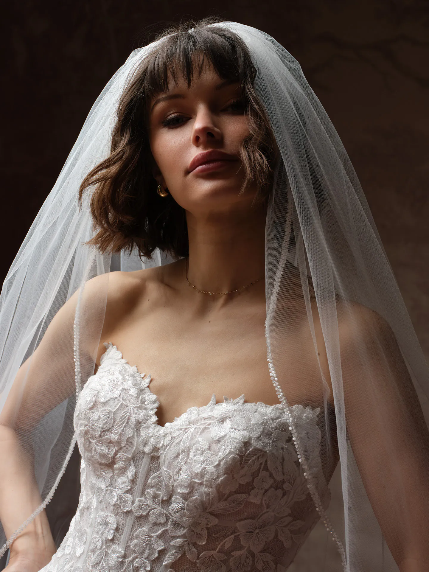 Maggie Sottero Veil Accessory - Beaded Trim 003 accessory, front view.