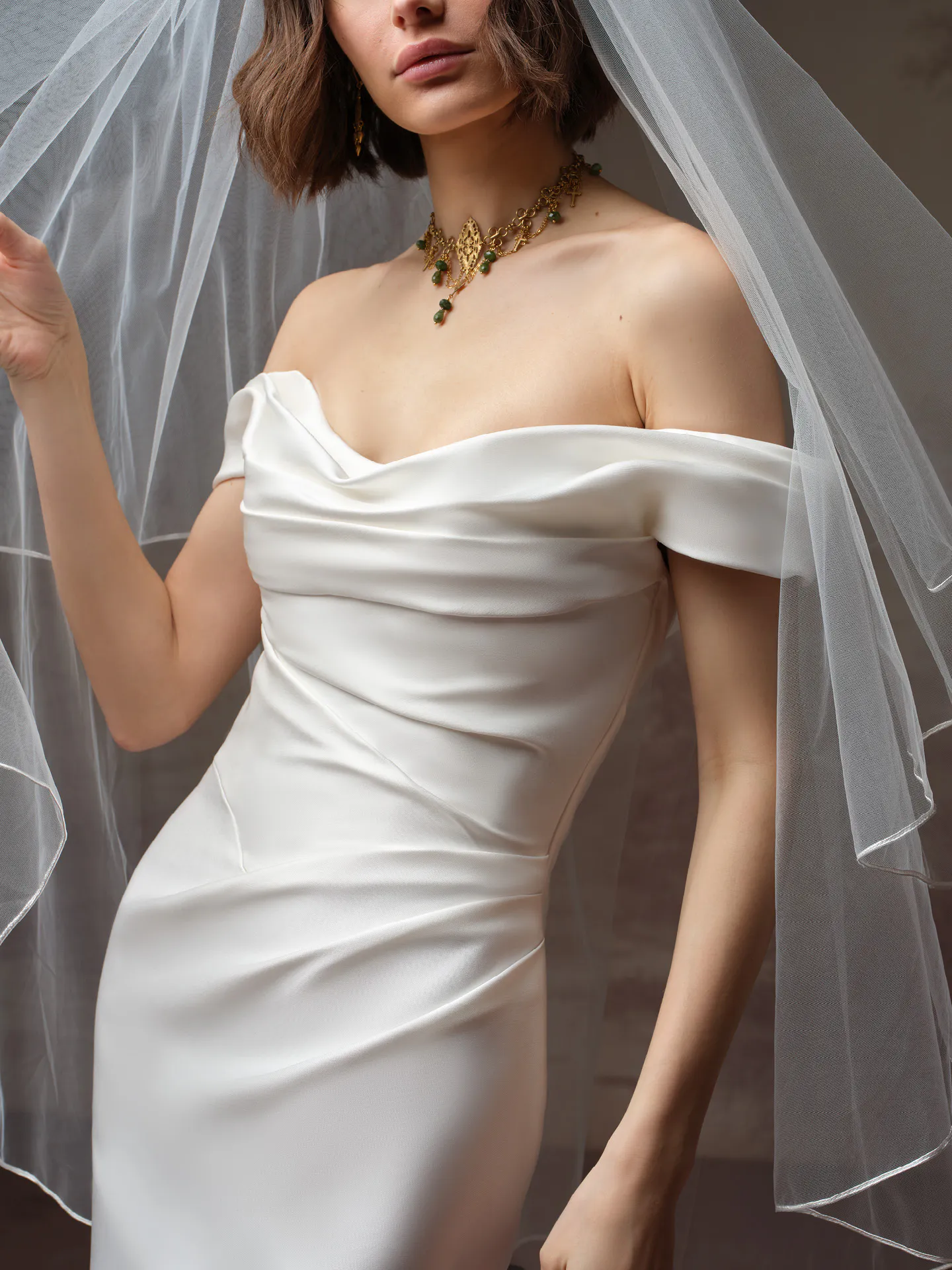 Maggie Sottero Veil Accessory - Soutache Edge 005 accessory, front view.