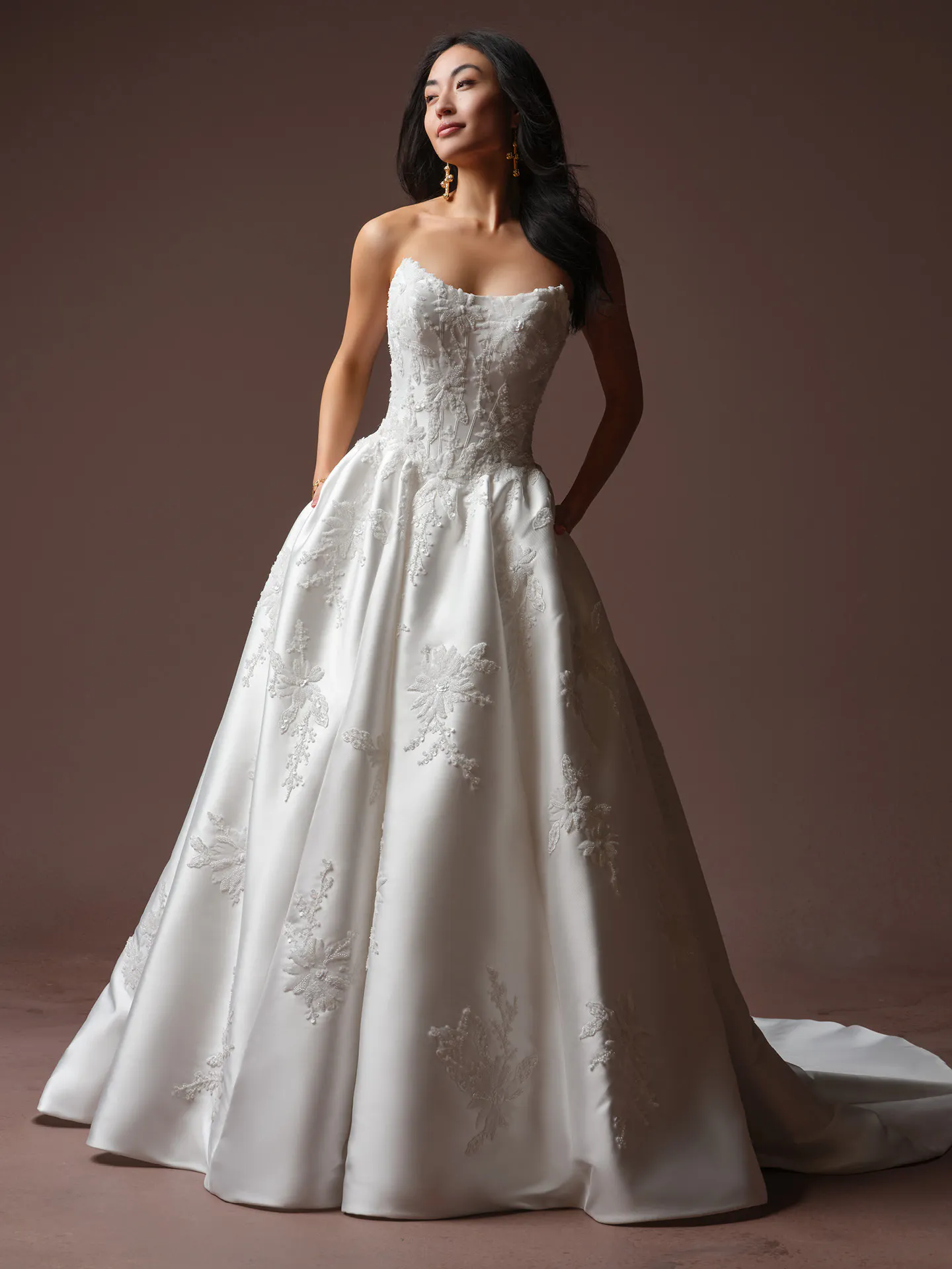 Sottero and Midgley Lucinde, front view beaded lace ballgown wedding dress.