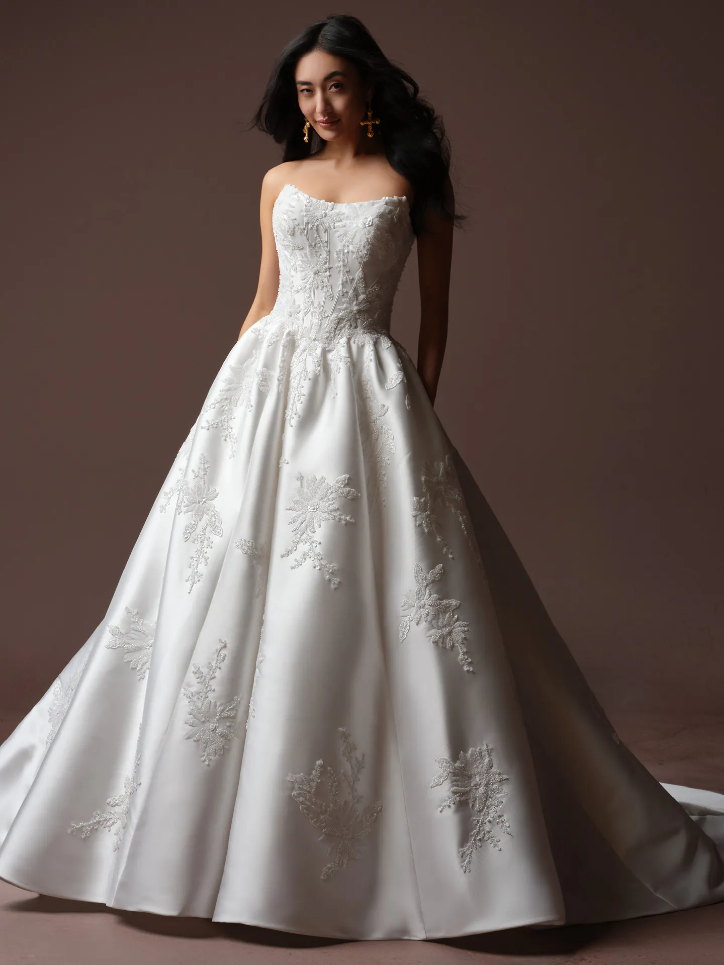 Sottero and Midgley Lucinde, front view, beaded lace ballgown wedding dress.