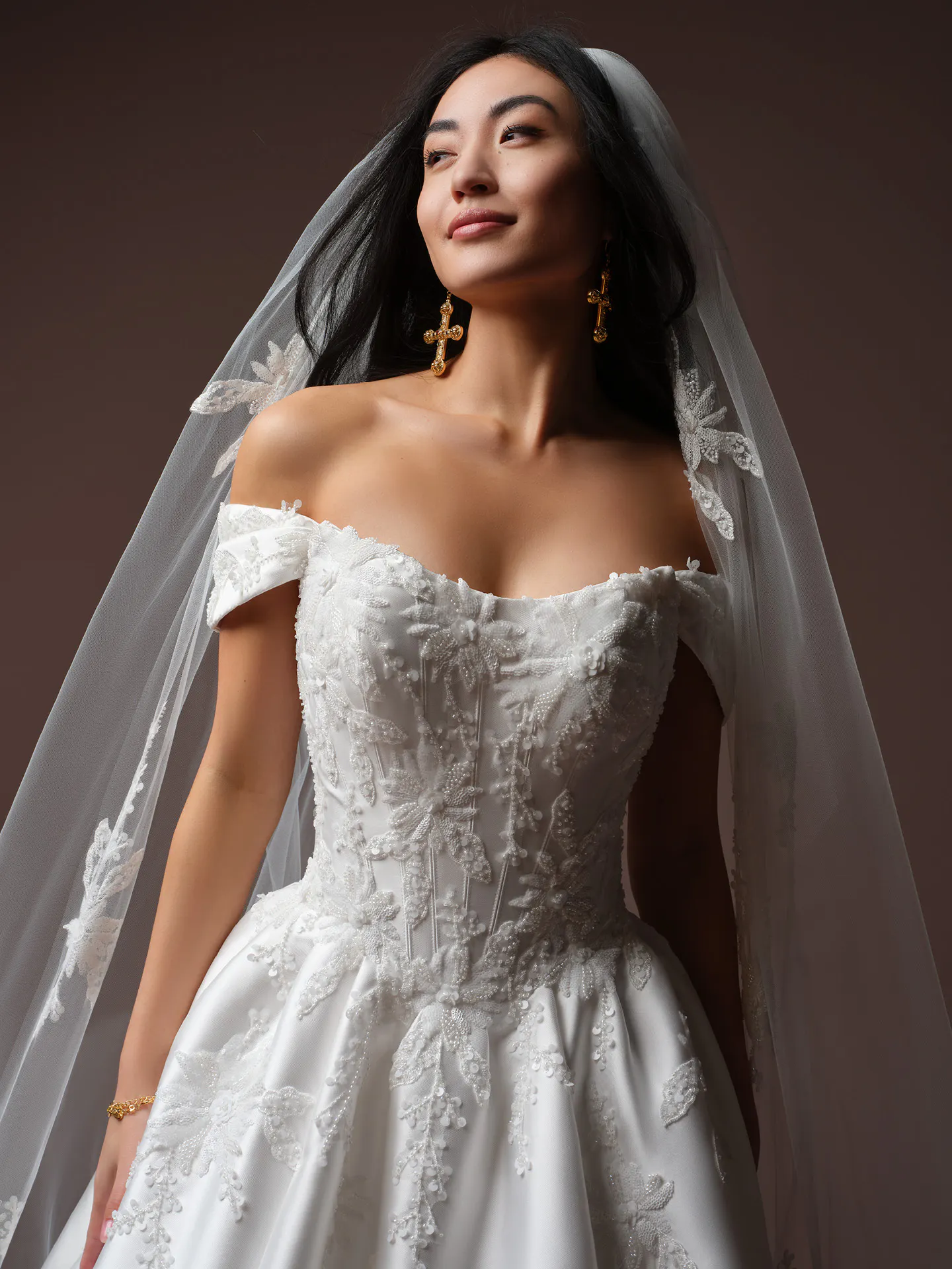 Sottero and Midgley Lucinde, front view beaded lace ballgown wedding dress.