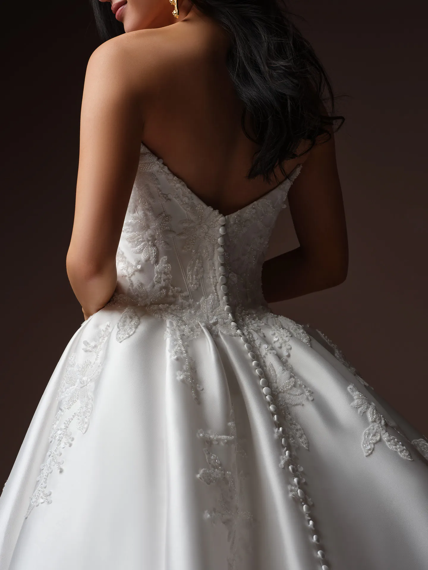Sottero and Midgley Lucinde, back view, beaded lace ballgown wedding dress.