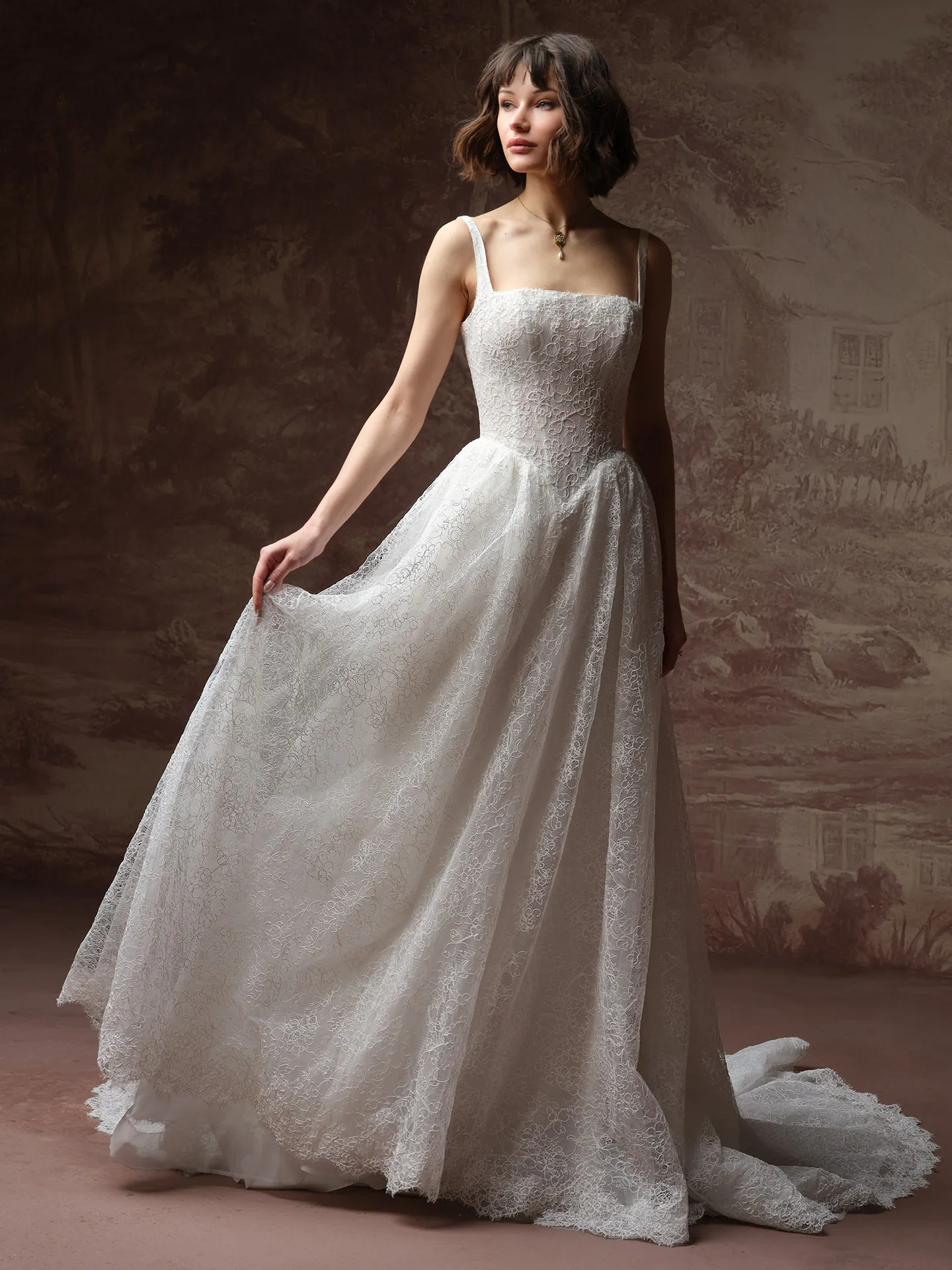 Maggie Sottero Autumn A Line dress front view.