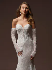 Timeless beaded lace flared cuff bridal sleeves