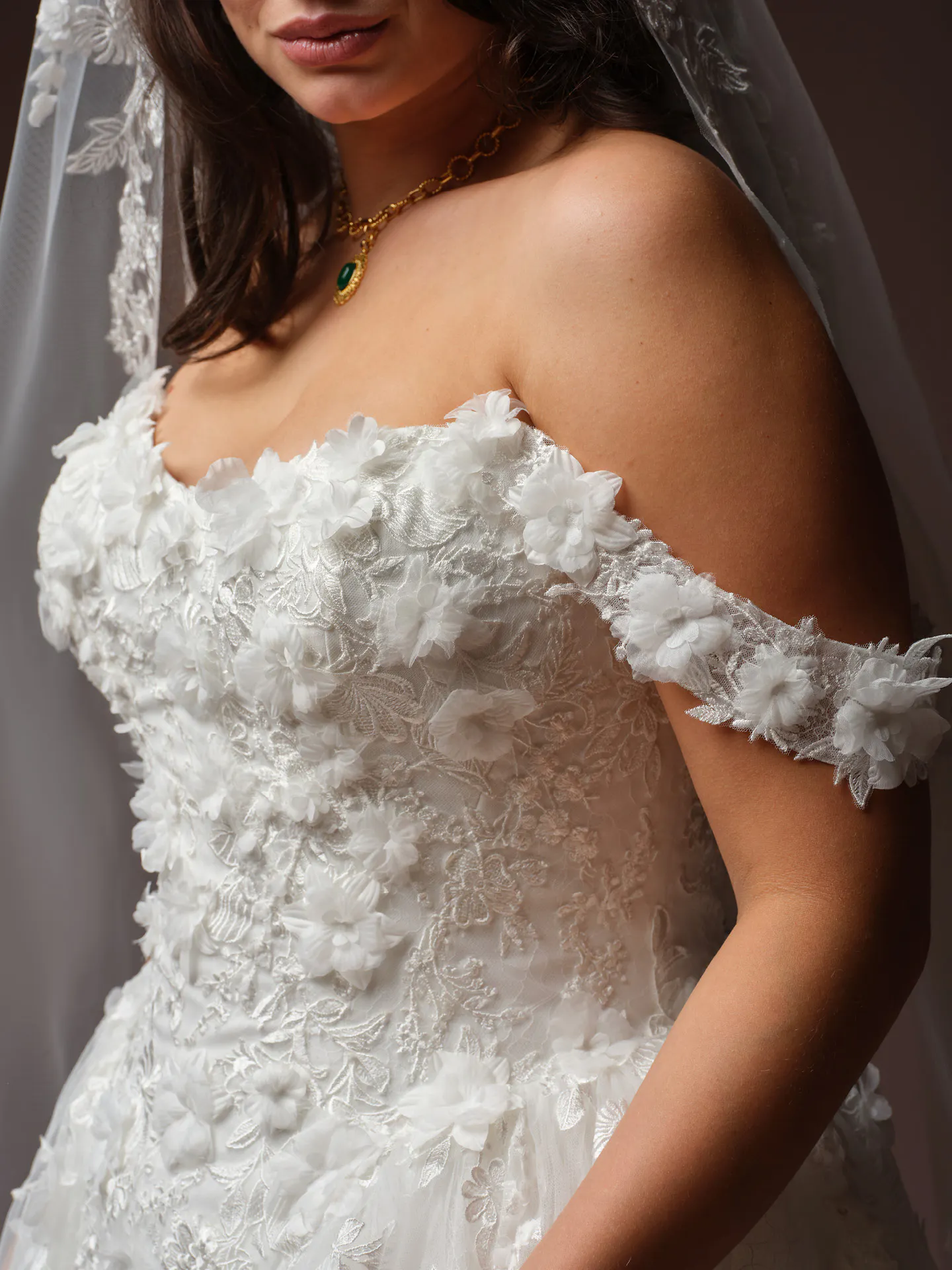 Benton floral lace A Line front view Maggie Sottero.