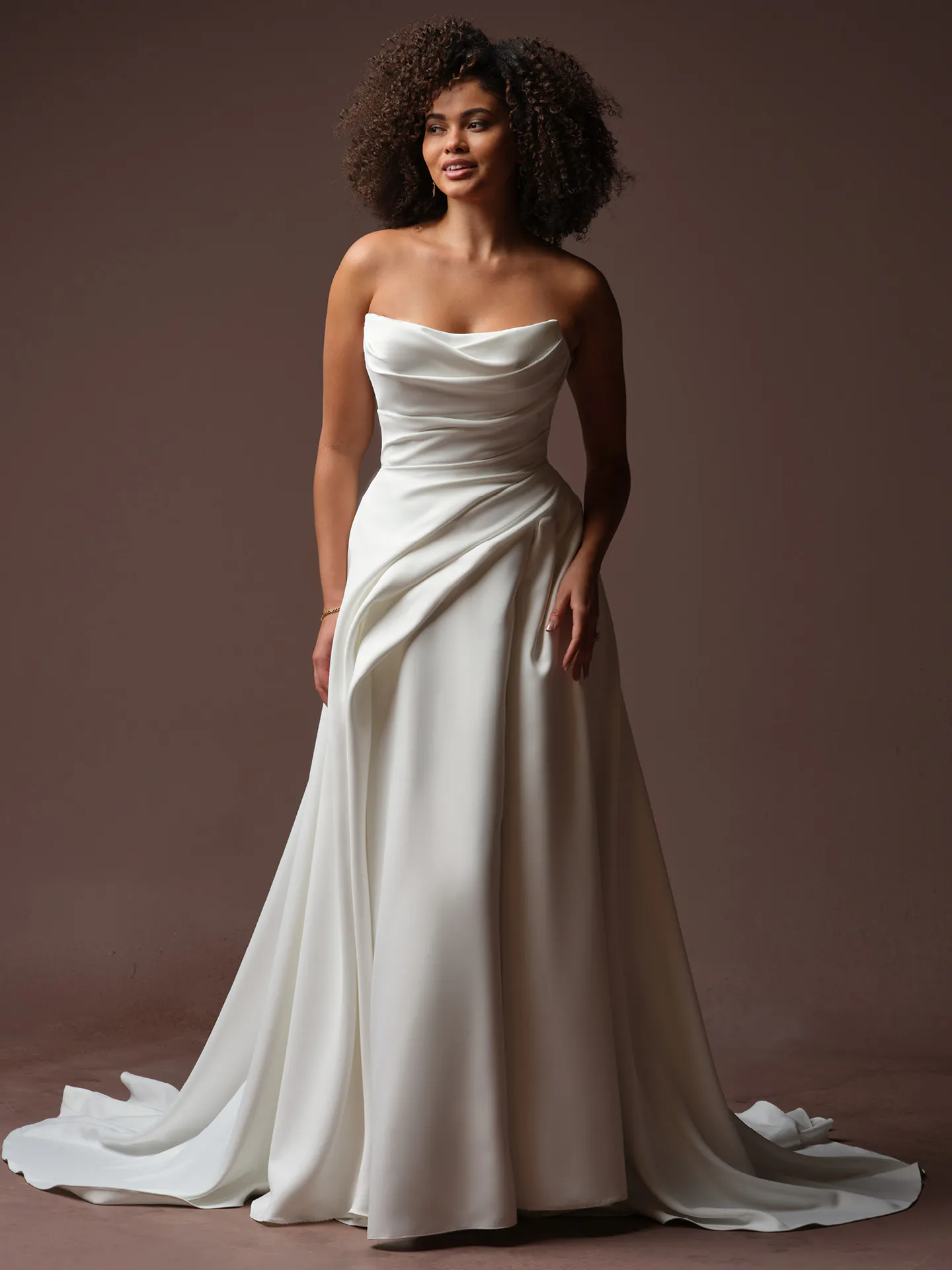 Calliope Satin Asymmetrical A-Line Wedding Dress | Maggie Sottero