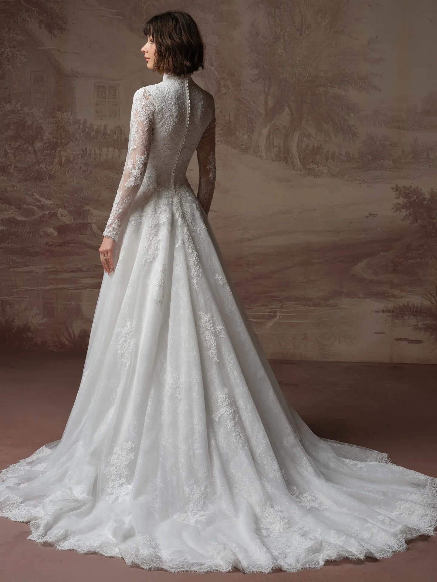 Dominique lace wedding dress back view Maggie Sottero.