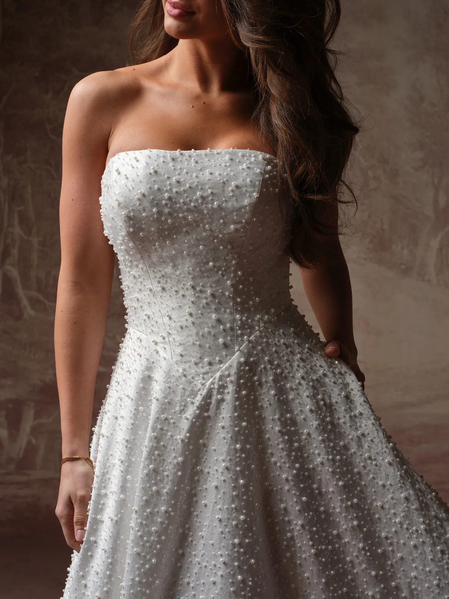 Maggie Sottero Elowyn beaded wedding dress front view.